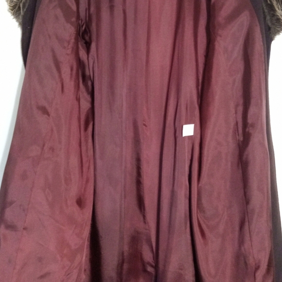Midnight Velvet Vintage longline wool dress coat with fur trim women's size 14 - Picture 11 of 14